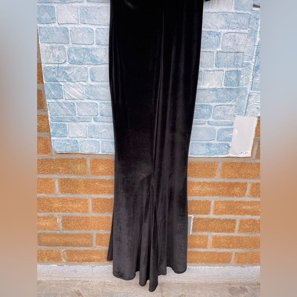 Laura Byrnes 1930s Style Gown black onyx Velvet Pinup Couture Fishtail Sz LARGE - Picture 7 of 10
